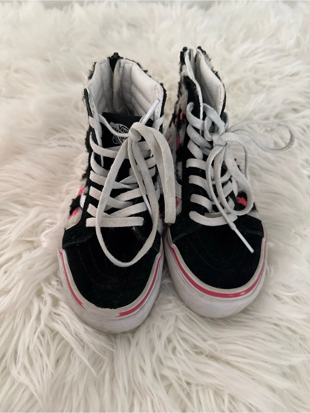 Vans Kids High-Top Sneakers in Black and Pink
